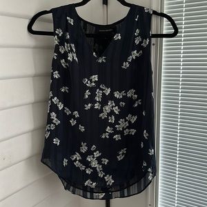 Banana Republic Navy Stripe Floral Blouse